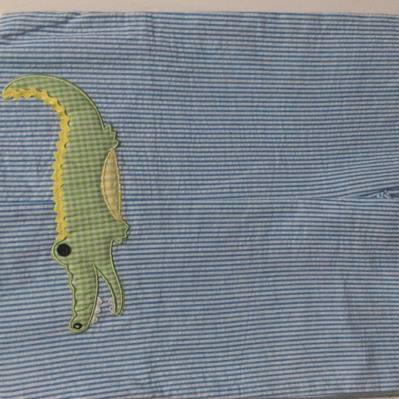 Mud Pie Baby Boy Blue Striped Gator Longall. Size 2T-3T NWT - Picture 3 of 7